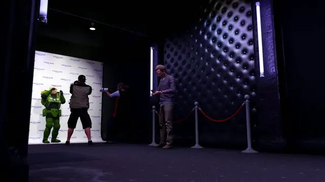 Padded entrance corridor with velvet ropes and press wall inside the FiveM nightclub MLO